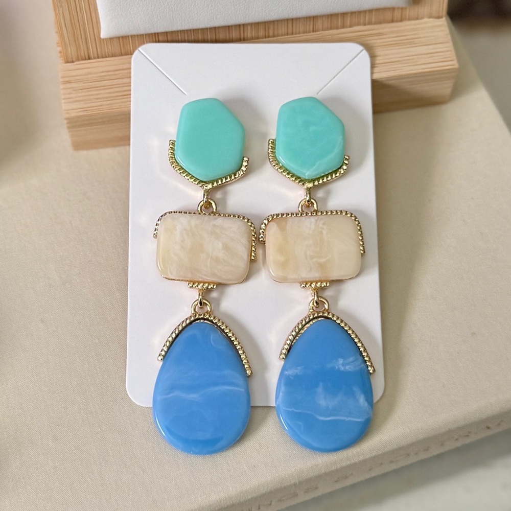 Anthropologie Boho Multicolor Stone Statement Earrings
